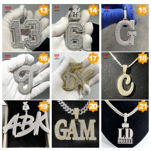 925 Silver Hip Hop Jewelry Moissanite VVS Diamond and Letter Pendant