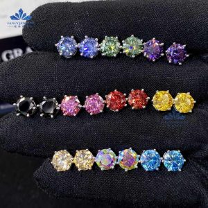 1 carat hip hop earrings moissanite stud earrings
