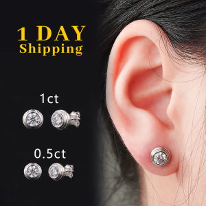 Prong Halo Classic Moissanite Stud Earrings